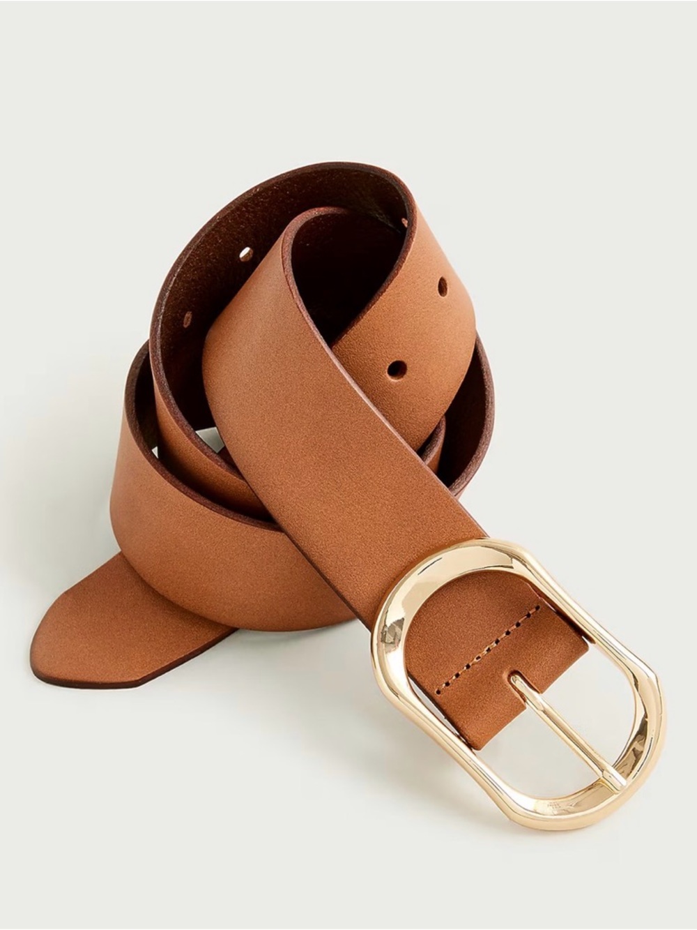 J Crew Brown Leather Belt with Gold Buckle - Size S